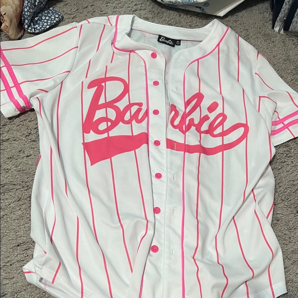 Barbie Button Down Shirt - White and Pink